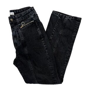 ZARA Black Denim Gold Zipper Mom Jeans